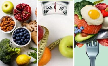 Différents Fruits Et Légumes. Balance Et Fourchettes
