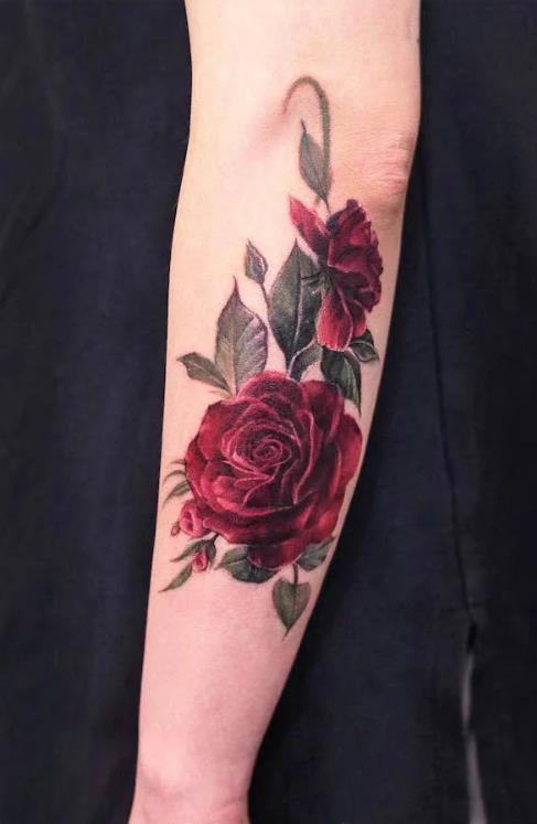Tatouage Rose Sur L'avant Bras 