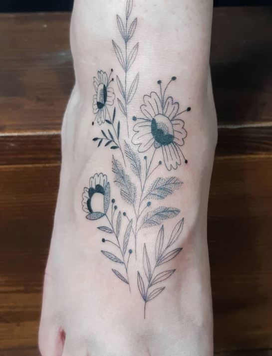 Tatouage Bouquet Floral Sur Pied