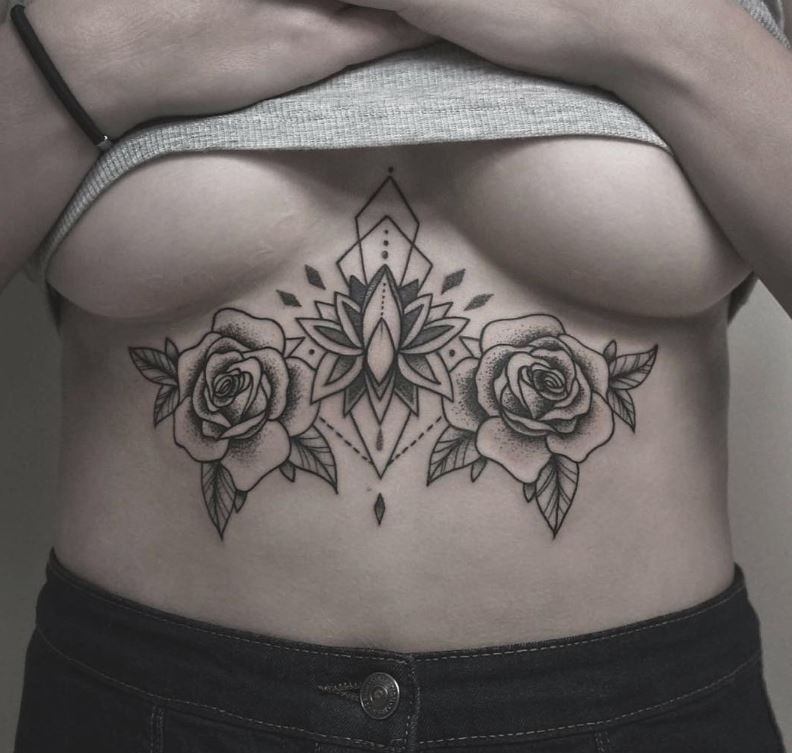 Tattoo Duo De Rose Et Fleur De Lotus