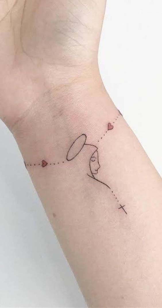 Tatouage Bracelet Avec Croix Et Coeur