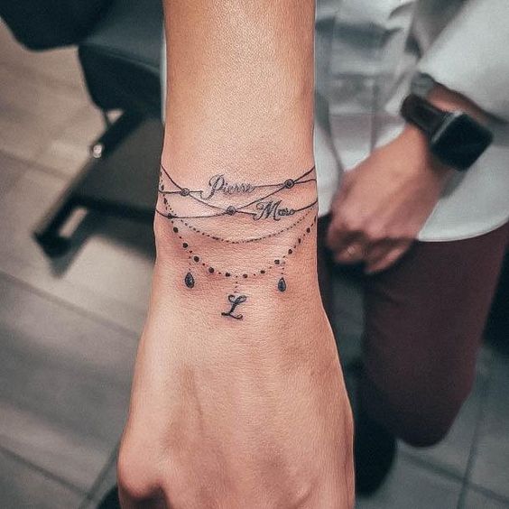 Tatouage Bracelet Avec Deux Prénoms