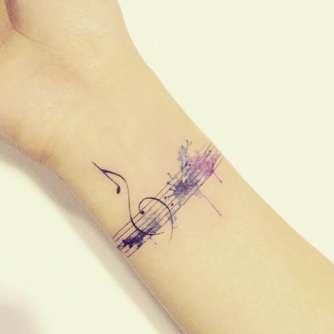 Tatouage Bracelet Avec Note De Musique Et Couleurs
