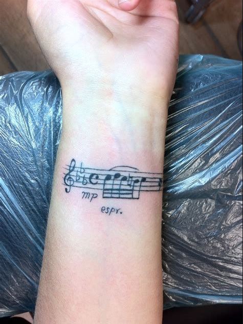 Tatouage Bracelet Avec Note De Musique Et Mots