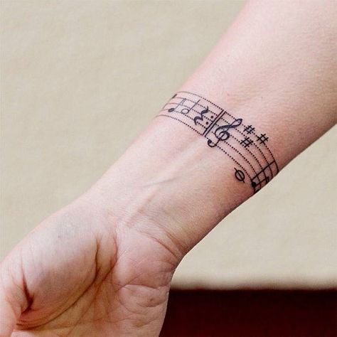 Tatouage Bracelet Avec Note De Musique Et Clé