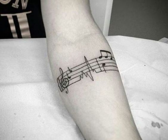 Tatouage Bracelet Avec Note De Musique Et Ligne De Vie