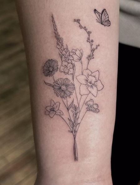  Tatouage Poignet Femme Bouquet De Fleurs 