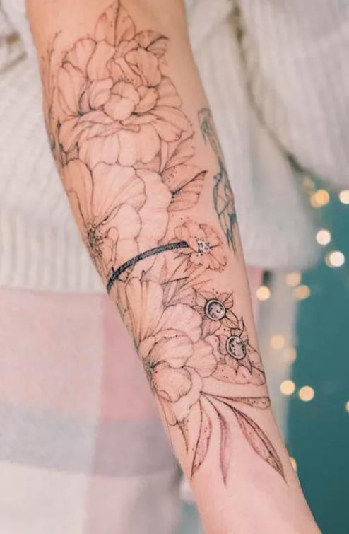 Tatouage Bracelet Floral