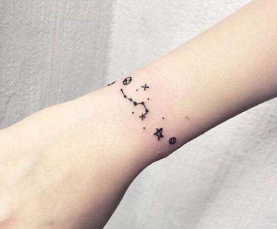 Tatouage Bracelet Avec Planètes Et étoiles