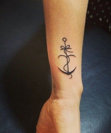 Tatouage Poignet Femme Ancre Marine Et Ficelle à Noeud