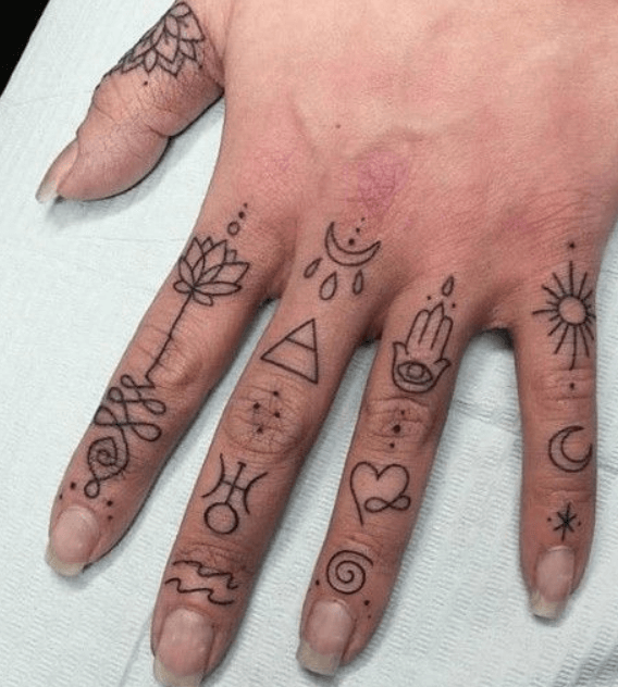 symboles sur les doigts