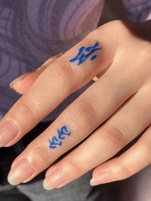 symboles asiatique bleu