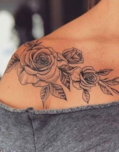 Tatouage Roses Fines Sur L'épaule