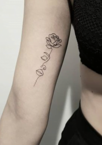 Tattoo One Line Rose Et Visage
