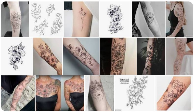 Patchwork De Differents Tatouage Fleural