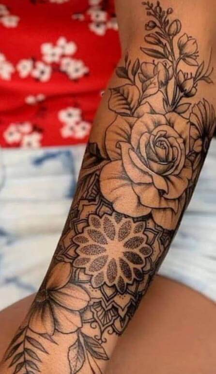 Tatouage A Motifs Floraux Avant Bras Femme