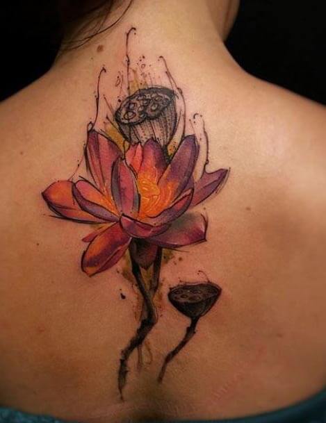 Tatouage Fleur Sur Le Dos