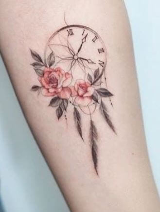 Tatouage Idee Fleur Horloge