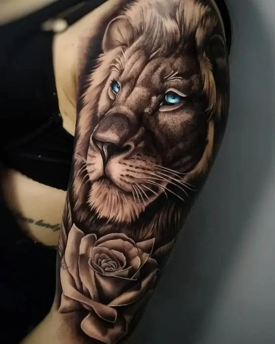 Tatouage Lion Et Rose