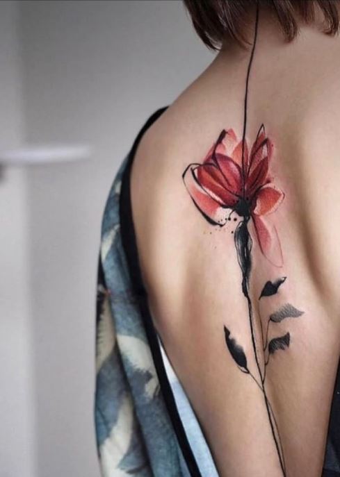 tatouage Tulipe colonne vetebrale