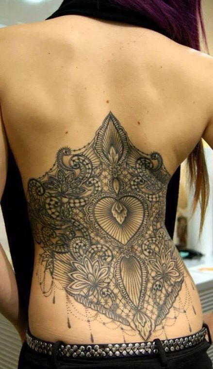 Tatouage Dos Mandala En Dentelle Pour Femme 