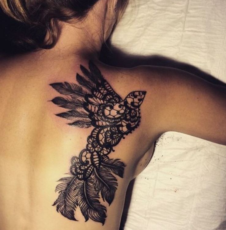 Tatouage Oiseau En Dentelle