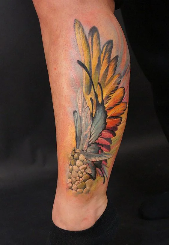 tatouage Ailes Colorées