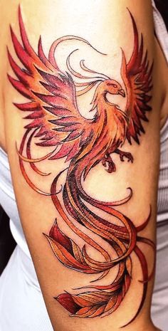  tatouage Phoenix Orangé 