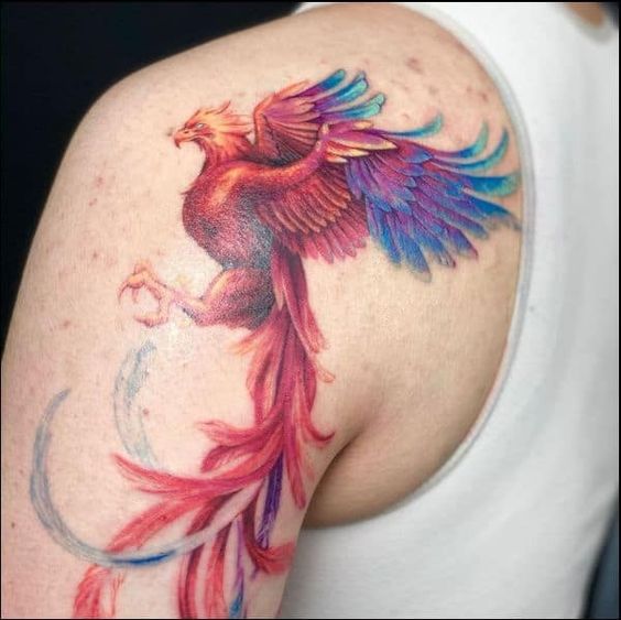 tatouage Phoenix bleu