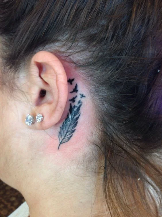 tatouage Plume & oiseaux