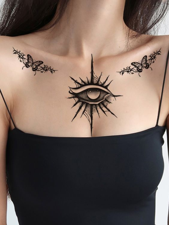 tatouage Œil gothique & papillons