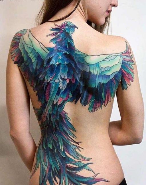 tatouage Phoenix D'un Bleu Imposant