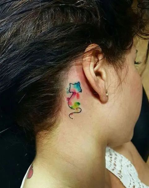 tatouage Chat coloré