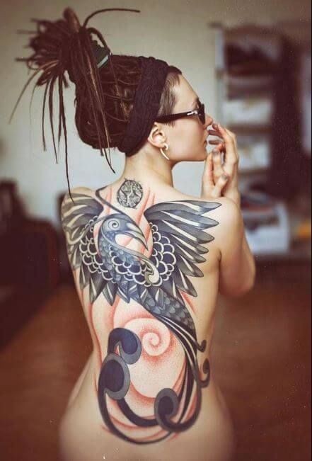 tatouage Phoenix style hippie