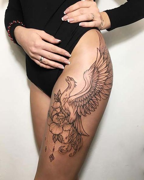 tatouage Phoenix et pivoines