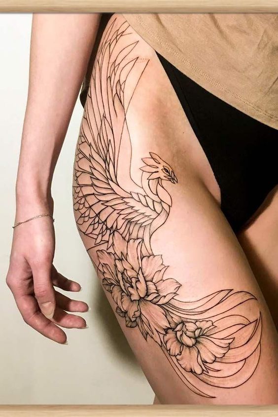 tatouage Phoenix et jonquilles