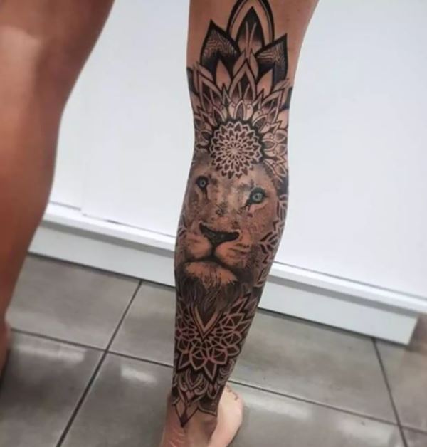 Mandala artistique et lion