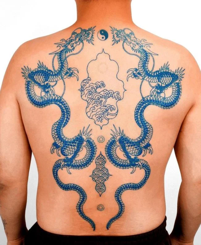 Tatouage Dos Dragons Bleus