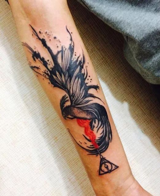 tatouage Phoenix couleur feu