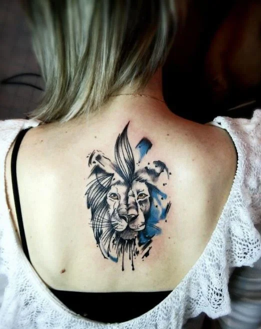 Lion En Noir Et Bleu