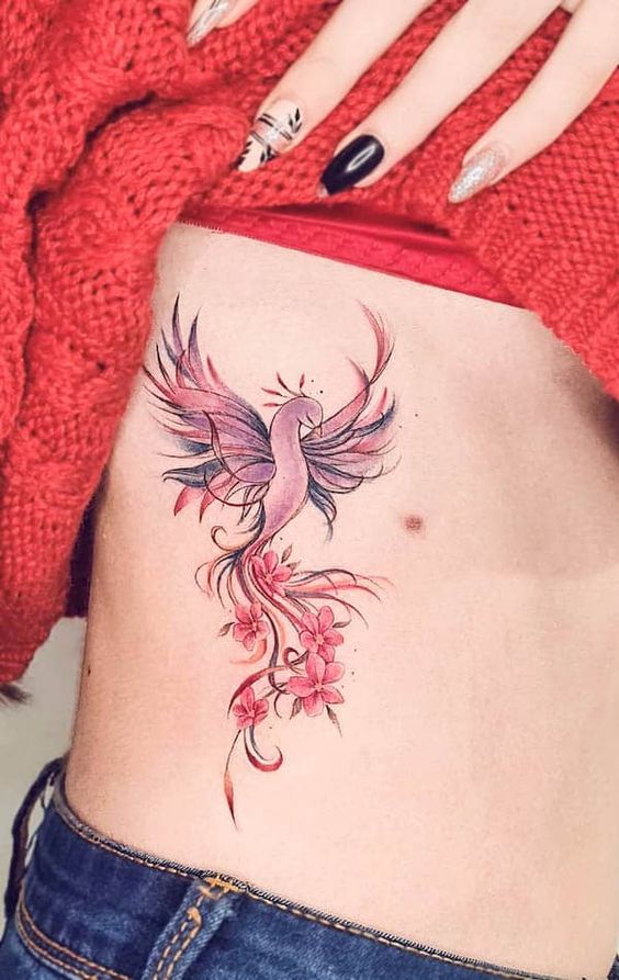 Phoenix rose avec motif floral