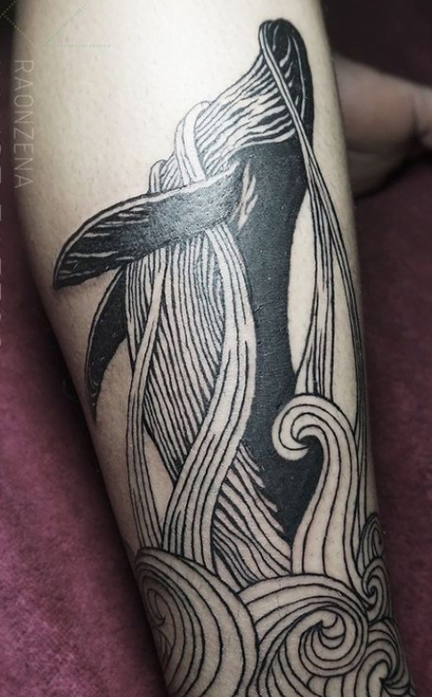 Tatouage Baleine Et Vague Mollet