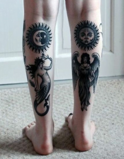 Tatouage Lune Et Soleil Symabole Tarot