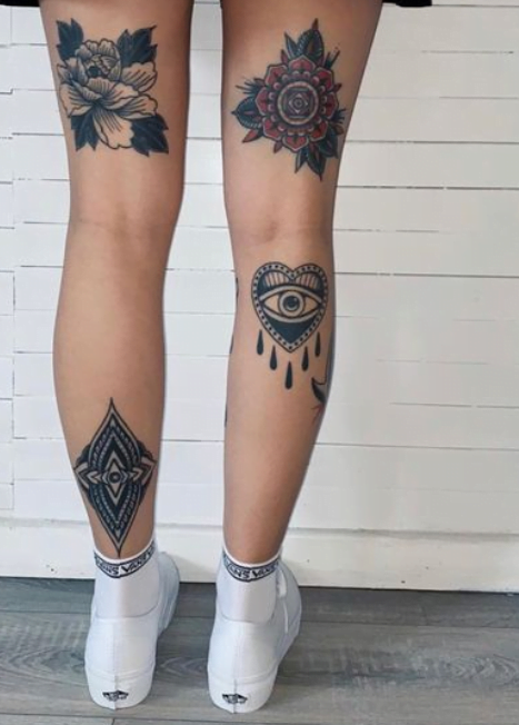 Tatouage Mandala Et Coeur En Larme Mollet