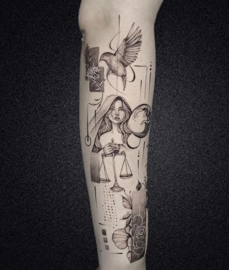 Tatouage Signe Astrologique Balance Pluri Motif