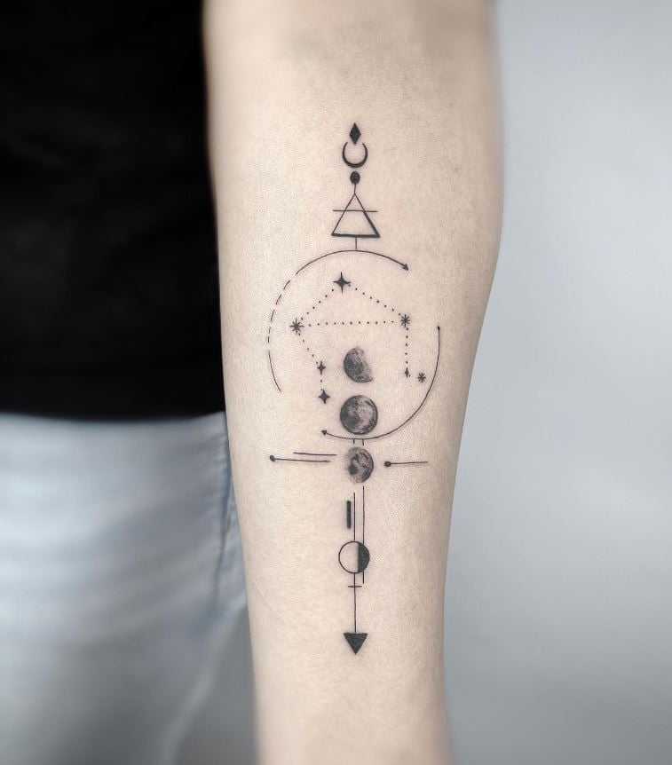 Tatouage Signe Astrologique Balance Constellation Phase Lunaire