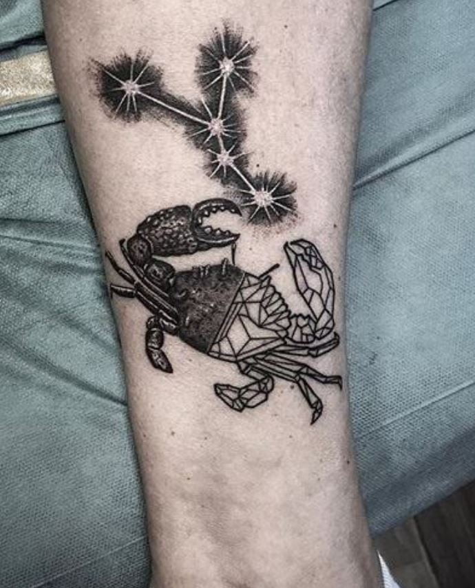 Tatouage Signe Astrologique Cancer Crabe Mi Réaliste, Mi Robot 