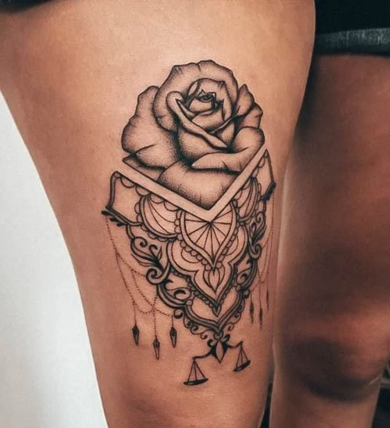 Tatouage Signe Astrologique Balance Rose Mandala