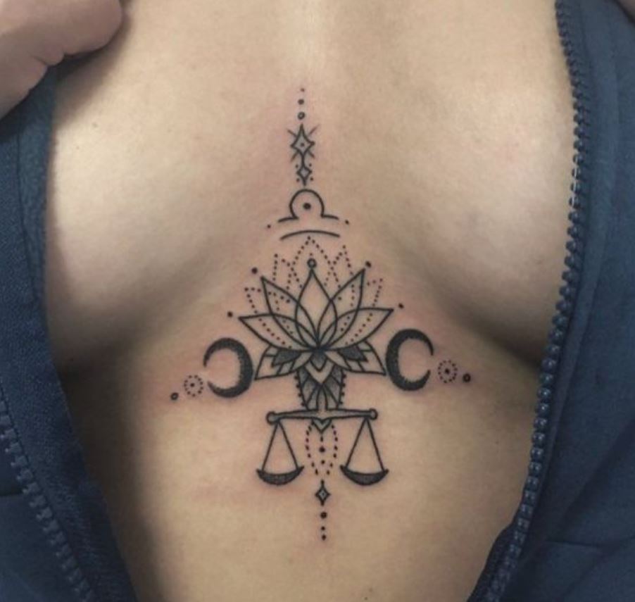 Tatouage Signe Astrologique Balance Ornementale 