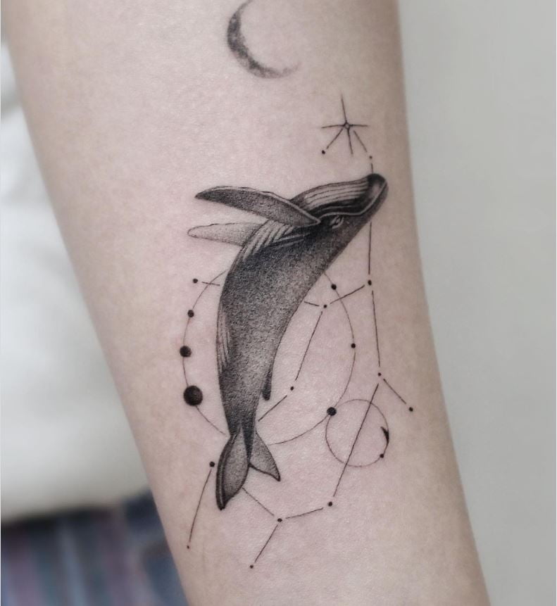 Tatouage Signe Astrologique Vierge Baleine 